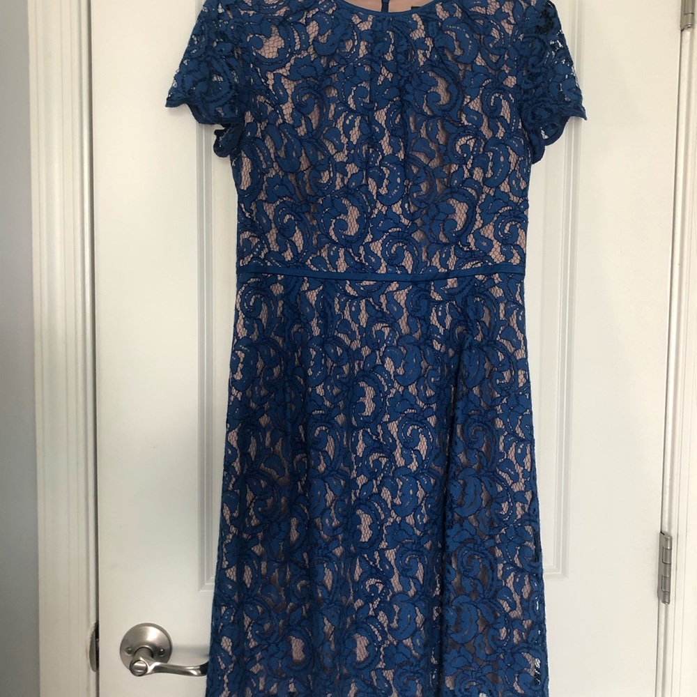 Lacy blue short sleeve fancy dress